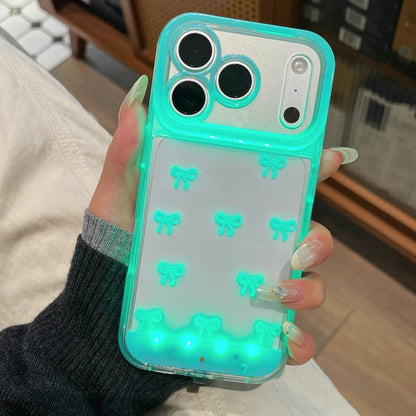 Change Color Luminous Call Light up Flash Bowknot Phone Case for Iphone 16 15 13 12 11 14 17 Pro Max plus Air Shockproof Cover
